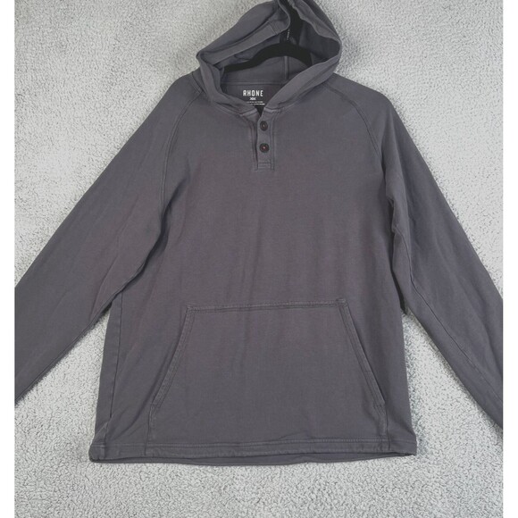 Rhone Hoodie Mens Medium Gray Henley Pullover French Terry Sweatshirt Sweater - Picture 1 of 12
